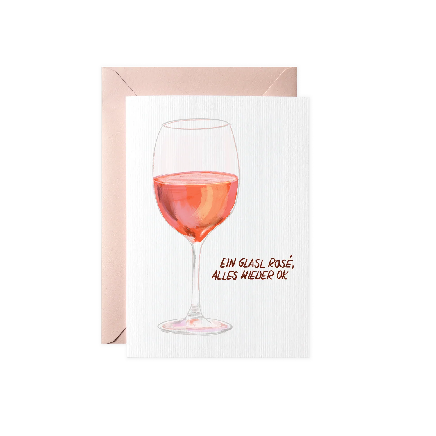 Poldi Papier Faltkarte mit Kuvert "Ein Glasl Rosè, alles wieder ok" A6