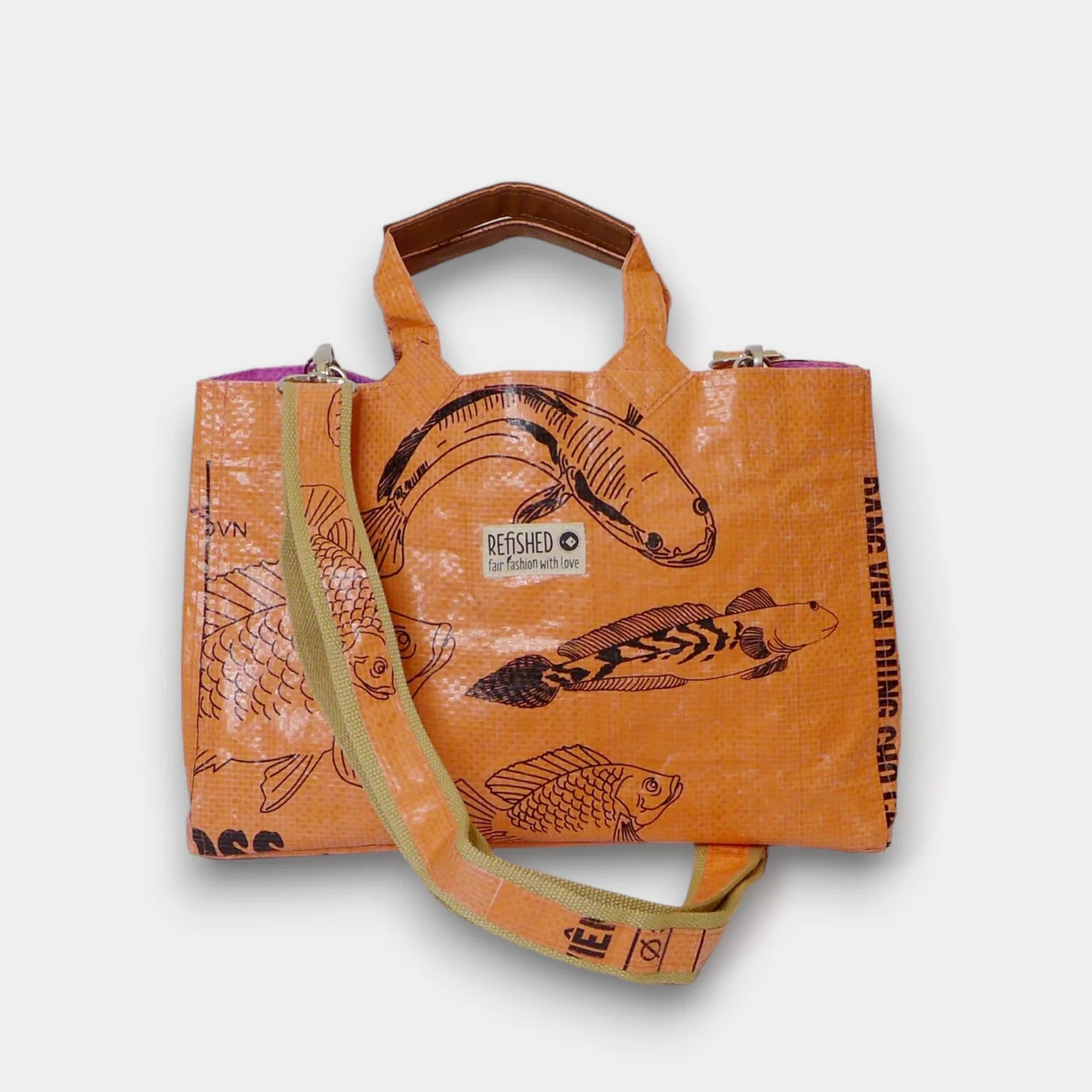 REFISHED ISOLDE BAG Handtasche Orange-Schwarz