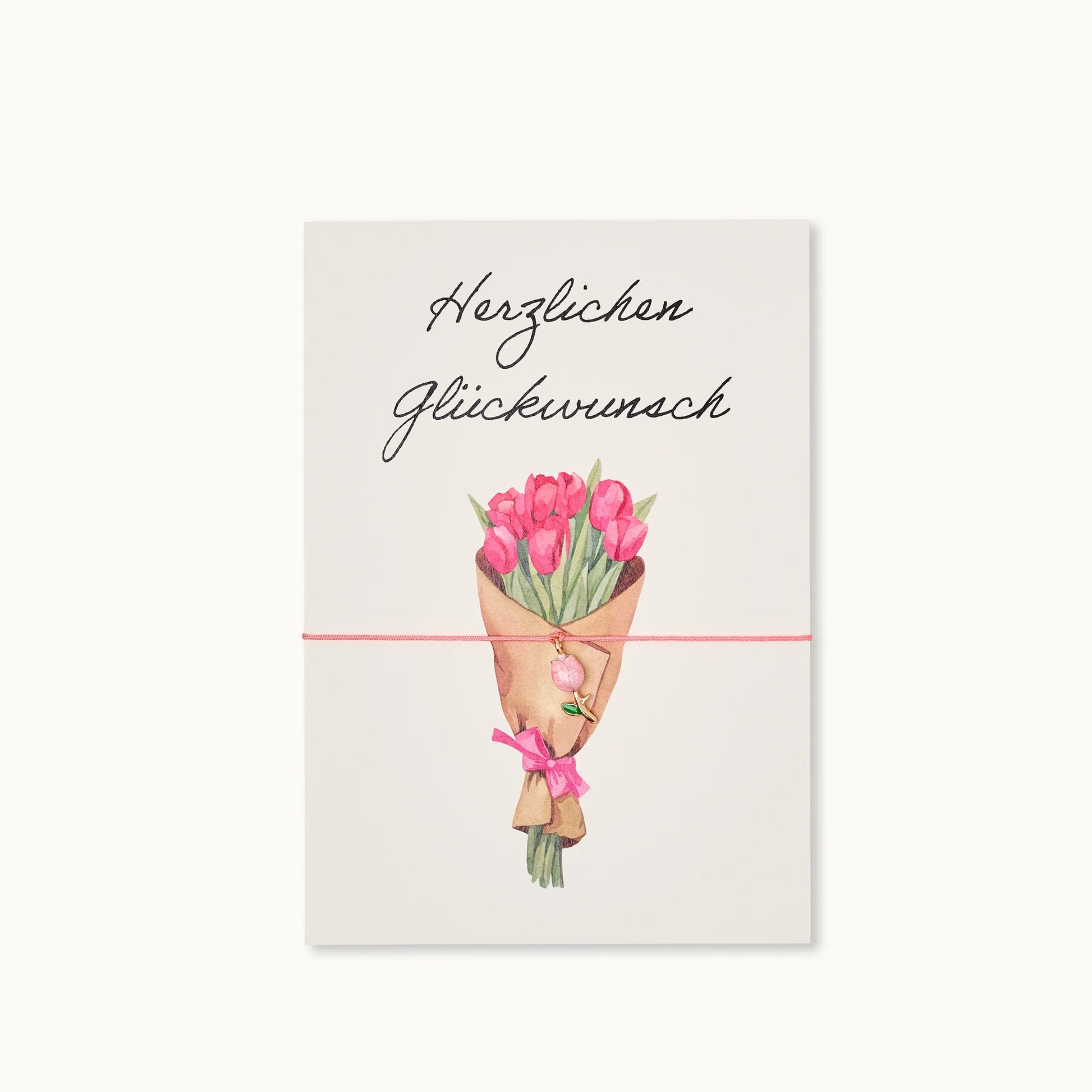 Grußkarte mit Armband - Herzlichen Glückwunsch Blumenstrauß
