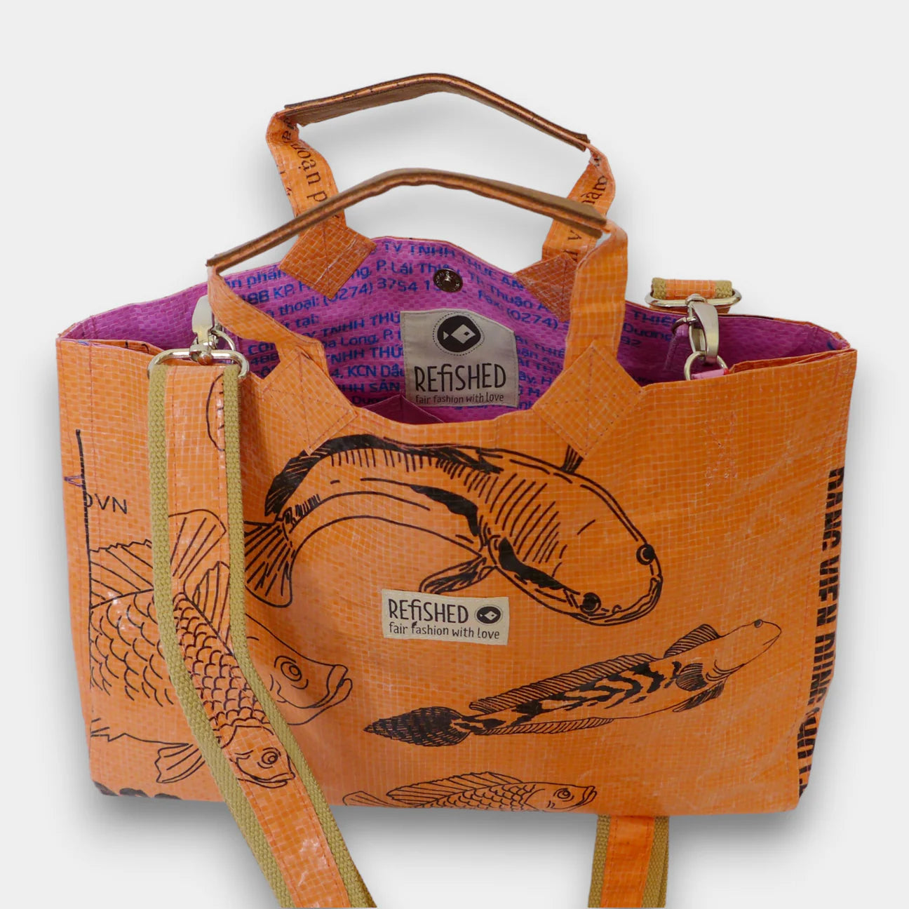REFISHED ISOLDE BAG Handtasche Orange-Schwarz